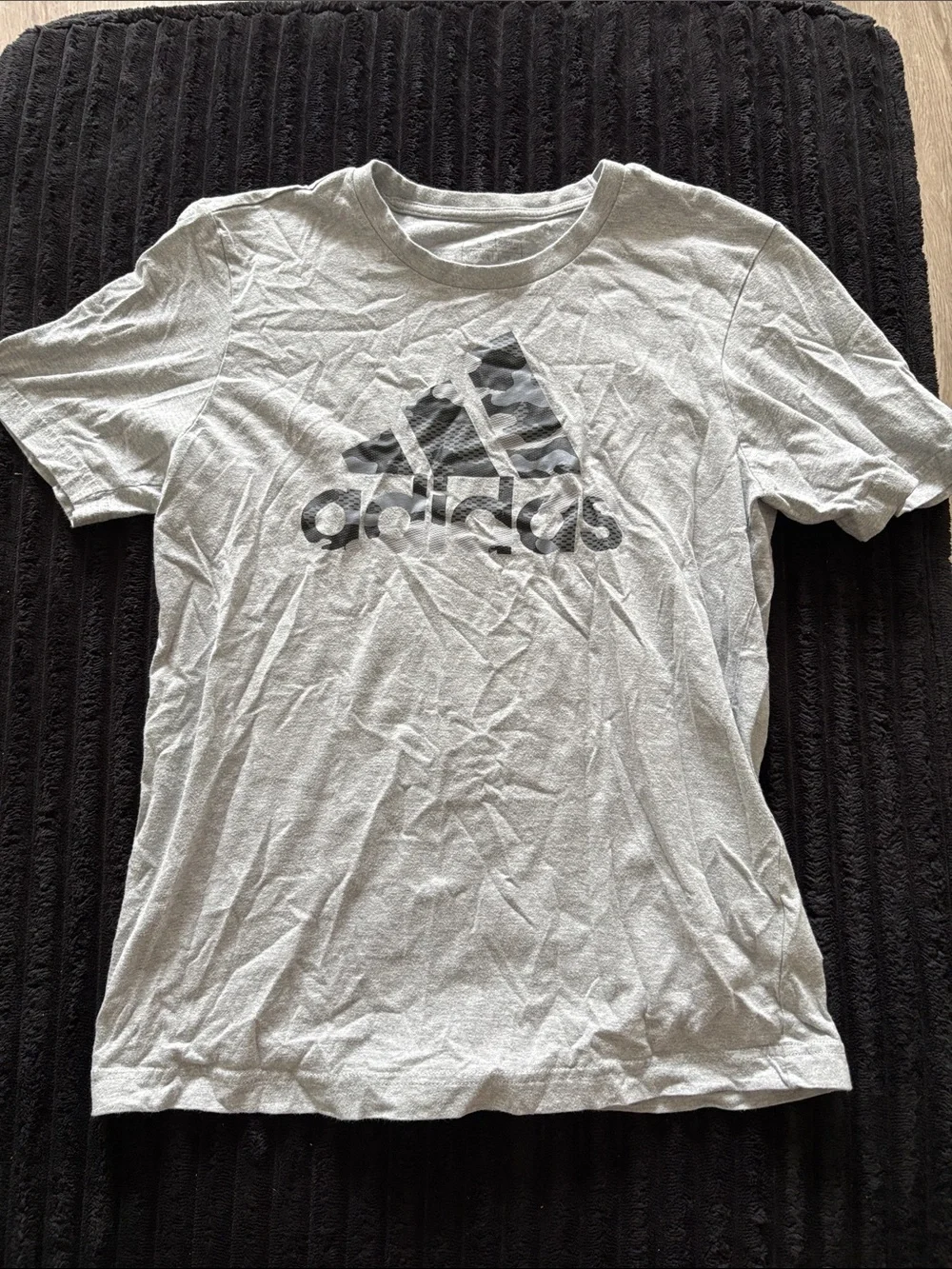adidas Light Gray Crew Neck Tee with Black Logo